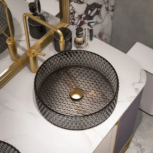 390 diamond-cut crystal basin, smoked black
