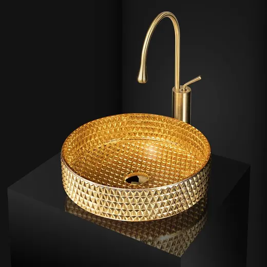 390 diamond-cut crystal basin, gold