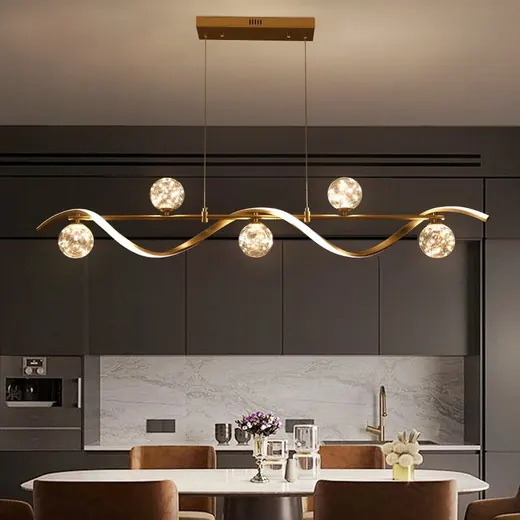 6-light linear island pendant, dimmable