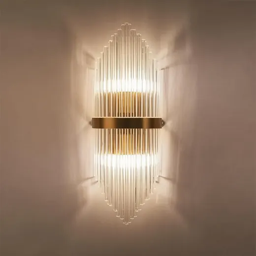 Gold glass bathroom wall light