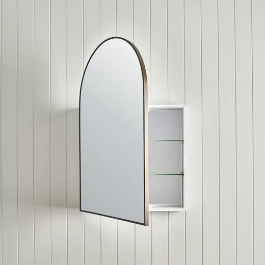 Arch mirror cabinet, antique brass